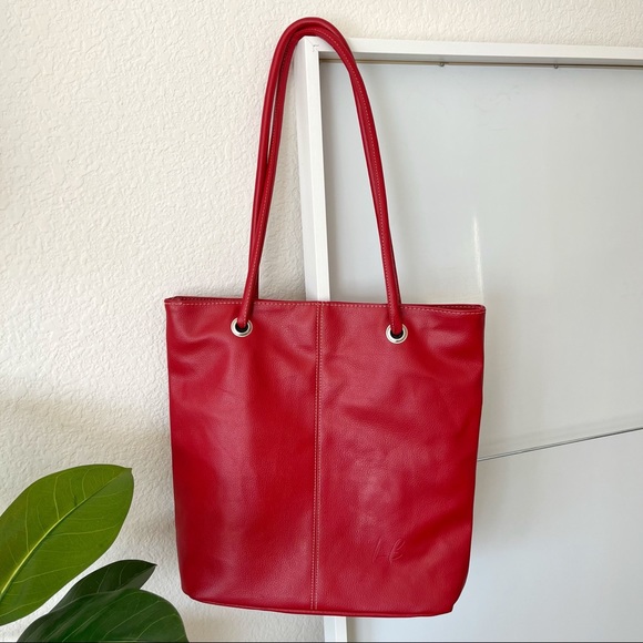 LB Handbags - • SOLD • LB Red Leather Tote Bag